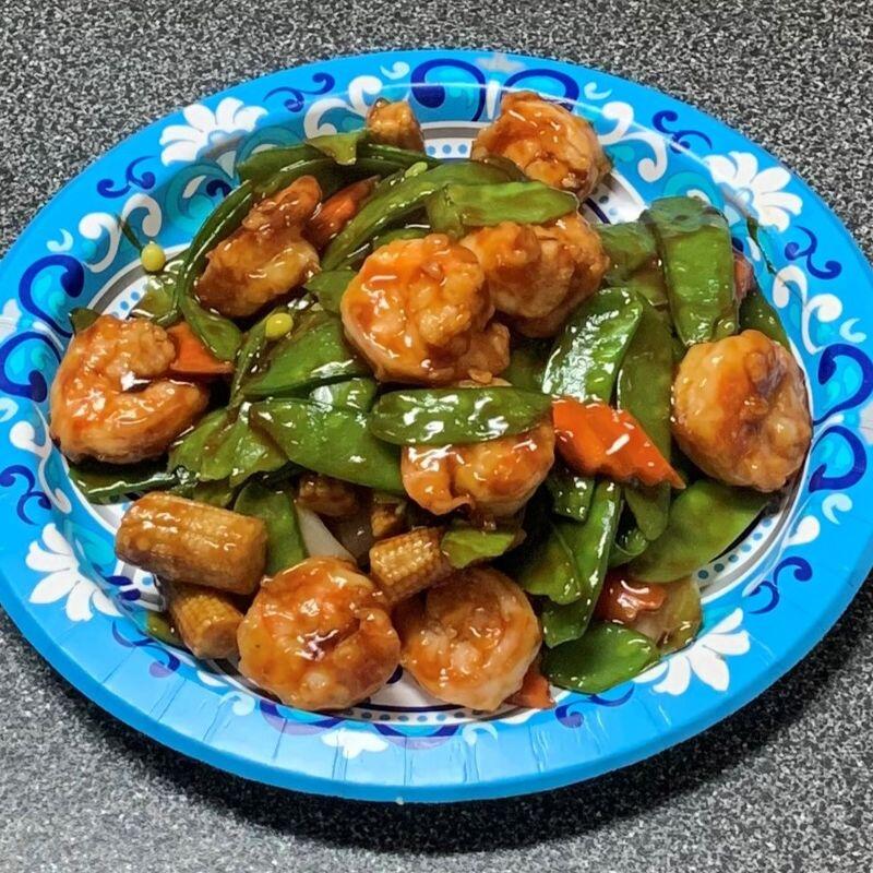 122. SHRIMP W. BABY CORN & SNOW PEAS